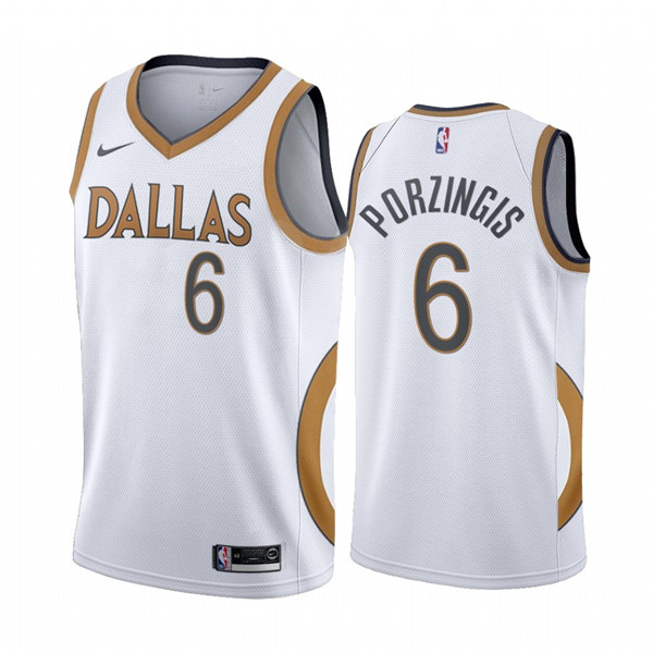 Men's Dallas Mavericks #6 Kristaps Porzingis White NBA City Edition New Uniform 2020-21 Stitched Jersey
